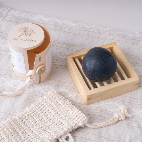 Barra De Shampoo De Carvão Preto All-in-one Erigeron Para To