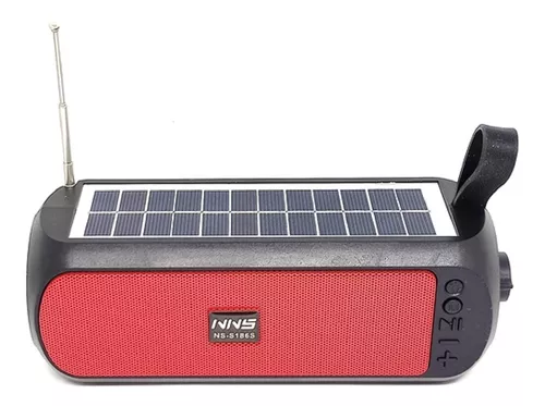 Parlante Solar Recargable Bluetooth Fm Radio + Linterna Usb Negro