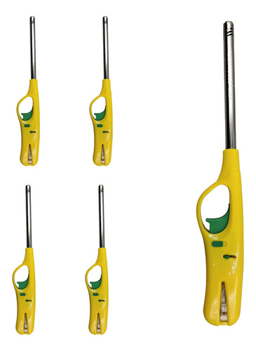 Encendedor Gas Multiusos Electrico Recargable Amarillo 5pz