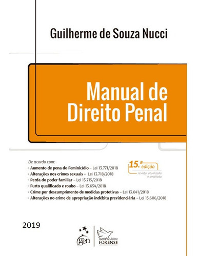 Manual De Direito Penal - Nucci - Forense - 15ed, De Guilherme De Souza Nucci. Editora Companhia Editora Forense, Capa Mole, Edição 15 Em Português