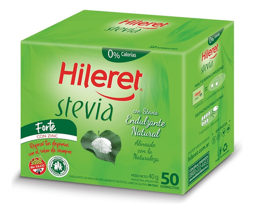 Pack X12 Edulcorante Hileret Stevia 50 Sobres