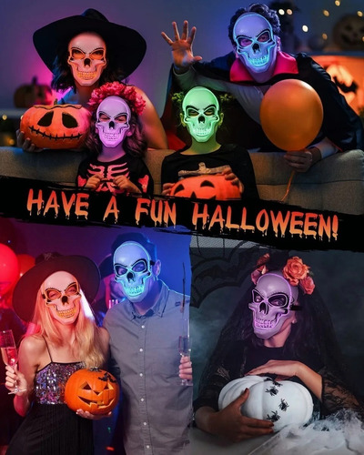 Día De Los Muertos, Halloween, Máscara De Calavera Brillante