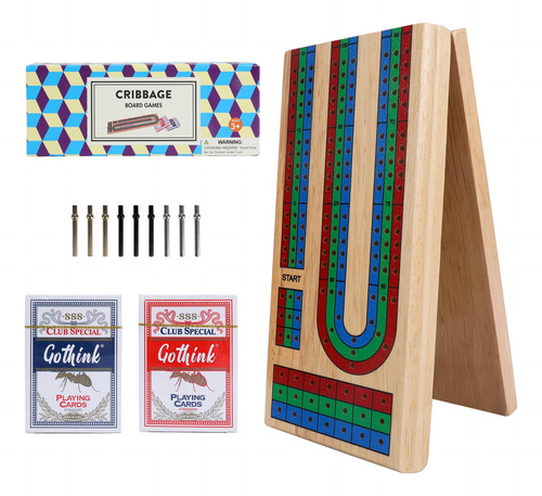 Conjunto De Jogos De Tabuleiro Folding Cribbage Offelec Wood