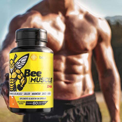 Zma Precursor De Testo Ganho De Massa Bee Muscle 60 Capsulas Sabor Sem Sabor