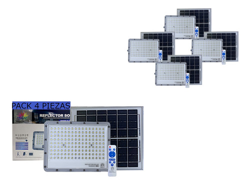 Reflector Solar 200w Led Panel Control Remoto Ip66 4 Piezas