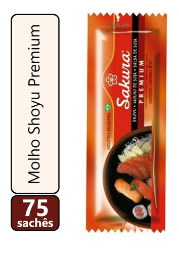 Molho Shoyu Premium Sem Glúten Sachê 8ml 75un Sakura