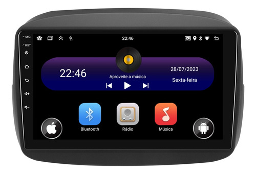Central Multimidia Fiat Mobi Like Android 2gb 32g Carplay 9p Cor Preto Fosco