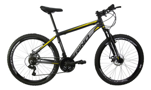 Bicicleta Aro 26 Rino Everest - 21 Vel. Cambios Shimano Cor Preto/amarelo Tamanho Do Quadro 15