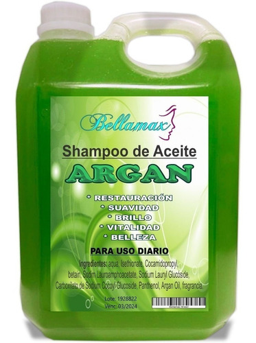 Shampoo Oleo De Argán Bellamax  - 1 Bidon De 5 Lts