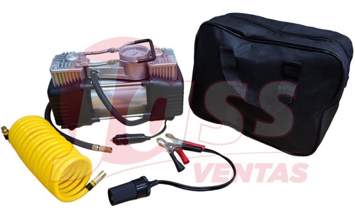 Imagen 2 de 7 de Compresor Aire Doble 2 Piston / Cilindro 12v Metal Auto 4x4 Con Ficha De Encendedor