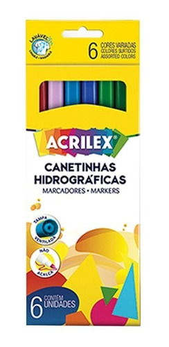 Canetinha Hidrográfica Acrilex 6 Cores