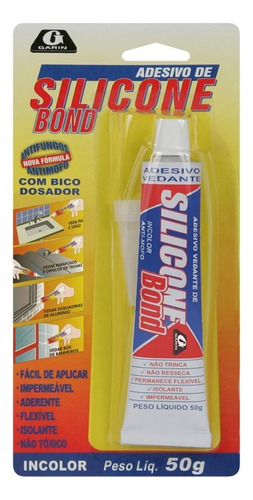 Cola Silicone Bond Garin  50 Gr Incolor Blister  Ssai-050 - 