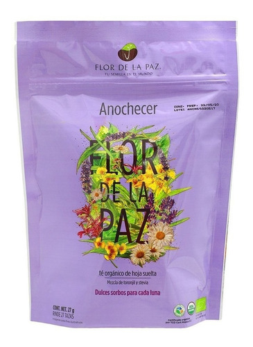 Té Anochecer Orgánico Flor De La Paz 27 G