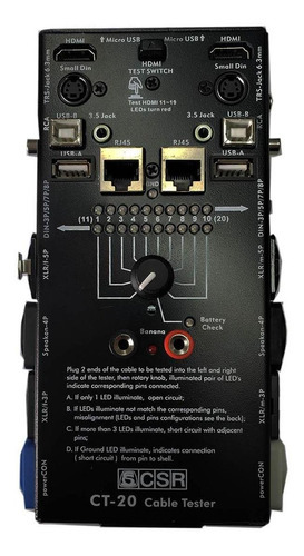 Teste Para Cabos Profissional Ct-20 Hdmi,usb,xlr,p10,etc