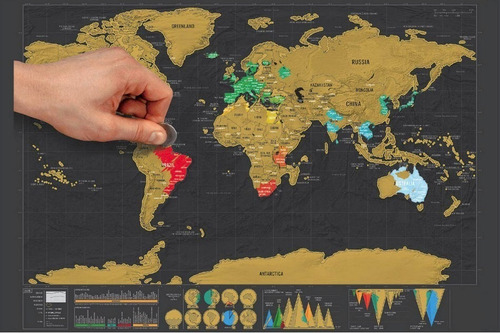 Imagen 5 de 6 de Mapa Mudi Raspable Didactico Negro Black Edition Viajeros