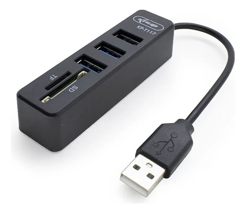 Hub 3 Portas Usb 2.0 + Leitor Cartão Sd Mini Sd Knup Kp-t117