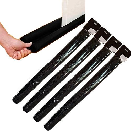 Kit 4 Protetor Para Porta 80cm Evita Odor Som Insetos Cor Preto Liso