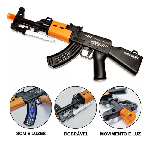 Metralhadora Fuzil Ak-47 Cosplay Com Som Luz E Vibra Barato