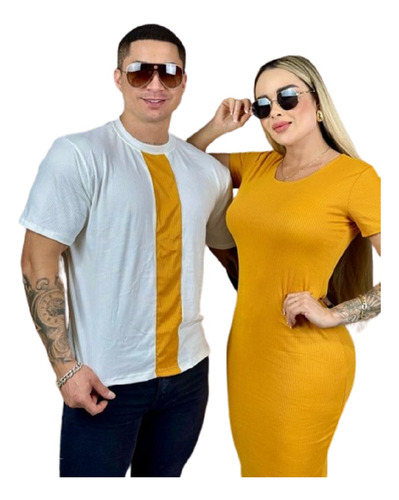 Vestido Y Playera D´luz Duo Mujer Y Hombre Adulto Licra Rib