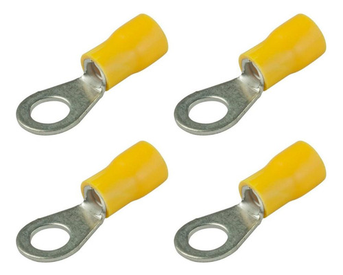Kit 4 Terminal Olhal Anel Pré-isolado Fios 4mm A 6mm Amarelo