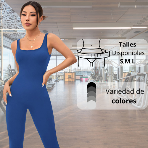 Catsuit Seamles Elastizado Premium Push Up Anticelulitis Azul Lisa M