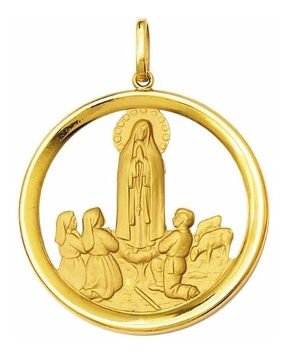 Medalha 5 Cm Nossa Senhora De Fatima Ouro 18k Pingente