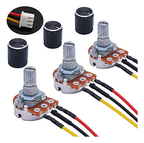 3pcs Potenciómetro Rotativo Lineal De 100k Ohmios Wh14...