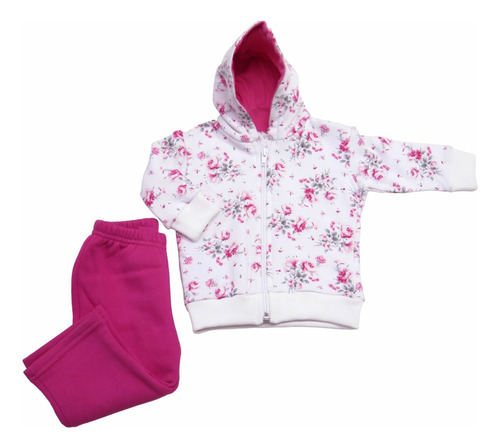 Conjunto De Pantalon Y Campera Floreado Jogging Bebe Childre