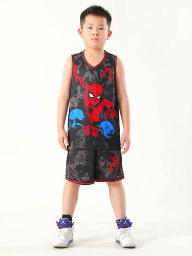 1 Ropa De Baloncesto De Spider Man No. 23, Niños Jersey Traje