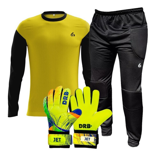 Combo Kit Arquero Gol De Oro Drb Guantes + Pantalon + Buzo