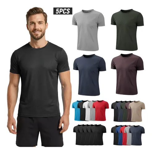 5pzs Playeras Hombre Deportivas Secado Rápido Gym Y Correr