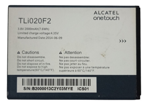 Bateria Alcatel Tli020f2 Para Onetouch 7040 Pop C7 U5