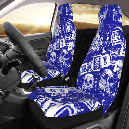 2 Funda Asiento Automovil Diseño Calavera Musical Protectora