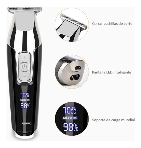 Renpho maquina para cortar cabello inalámbrico HC-US01-BK negro
