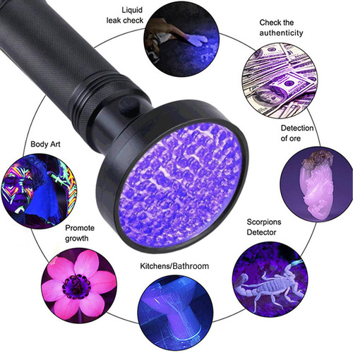 Uv Lanterna Pet Detector De Urina Preto Luz 100 Led 395nm