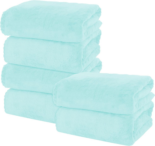 Juego De 6 Toallas De Baño De Microfibra Azul