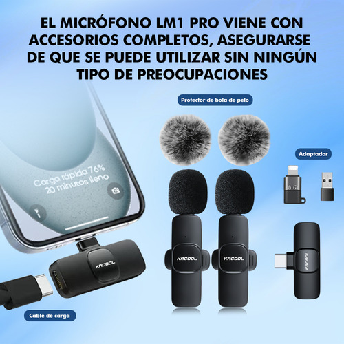 Micrófono Inalámbrico Solapa Inalámbrico Lavalier 1 In 2