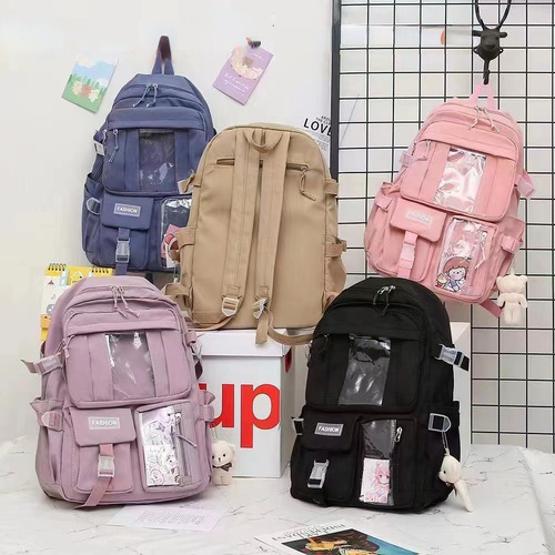 Mochila Femenina Chaveiro Coreano De Gran Capacidad, 4 Pieza