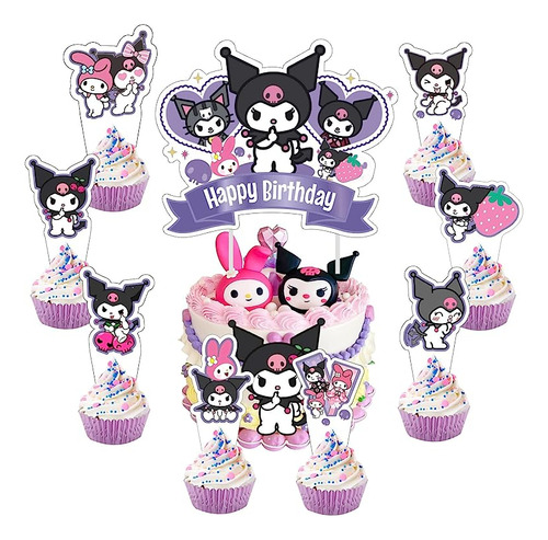 25 Decoraciones Para Pasteles Cumpleaños Kuromi Incluyen Dec