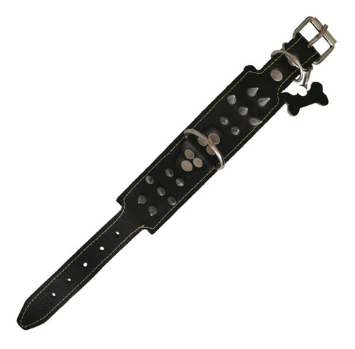 Collar De Picos Rudo Resistente Para Perro Color Negro
