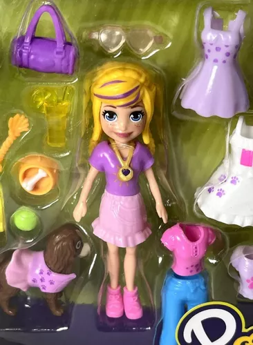 Conjunto Boneca Polly Pocket Pet Cachorro E Roupas Original