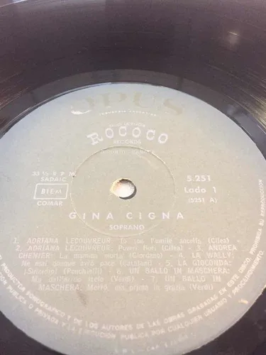 Gina Cigna Soprano Opus Disco Vinilo Lp (Usado)
