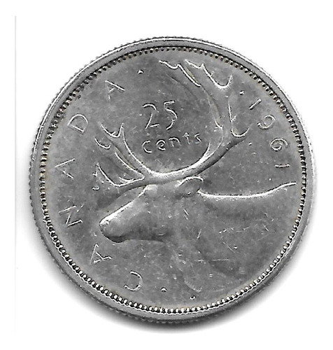 Canadá Moneda De 25 Centavos De Plata Año 1961 Km 52 - Xf-