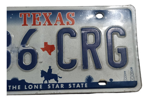Placa De Auto, Matricula Texas Z86crg Blanca (Usado)