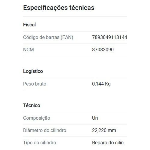 Reparo Do Cilindro Mestre Tempra/ Gol/ Saveiro - C1131.2