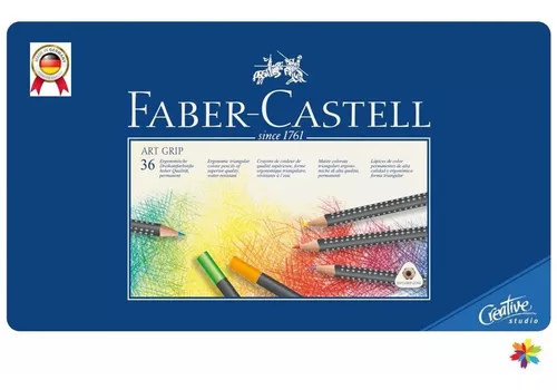 Faber-Castell Estuche metal 36 lápices de colores Grip