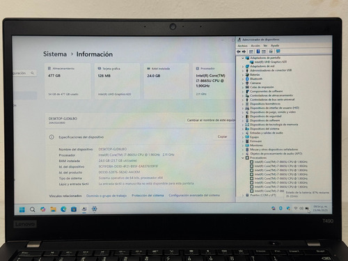 Lenovo Thinkpad T490 Intel Core I7/24gb Ram/512gb Ram/win 11 Negro (Usado)