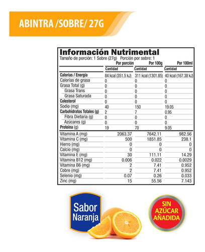 Imagen 2 de 4 de Abintra Enterex 27g Caja De 30 Sobres