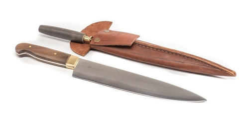 Imagen 2 de 5 de Cuchillo Artesanal Acero Con Chaira Mission