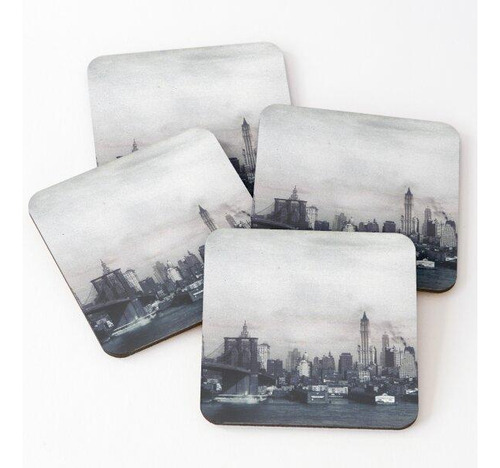 Set Posavasos 1940 - Vista Monocromática Del Puente De Brook